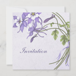 オダマキ（植物）結婚式招待状 – メタリックシャンパン 招待状