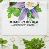 オダマキ(植物)花シードパケットラベル キッチンタオル (折り畳み)