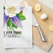 オダマキ(植物)花シードパケットラベル キッチンタオル (四つ折り)