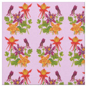 オダマキ（植物）花プリント ファブリック (クローズアップ)