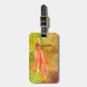 オダマキ(植物)花抽象芸術 パーソナライズされた ラゲッジタグ (正面縦)