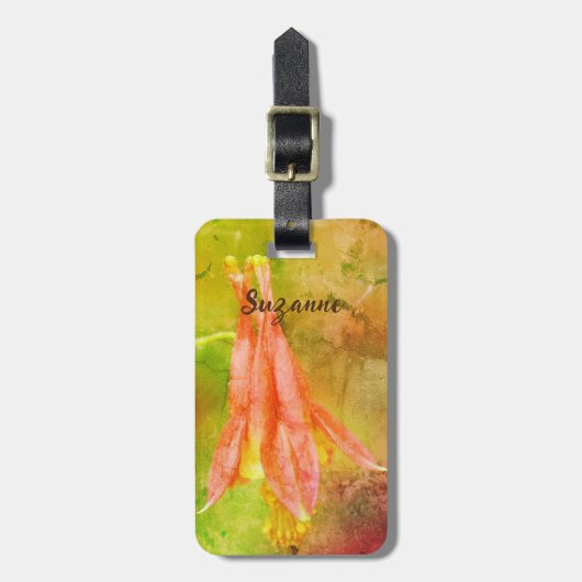 オダマキ（植物）花抽象芸術 パーソナライズされた ラゲッジタグ (正面縦)