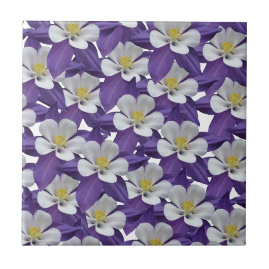 オダマキ(植物)花柄 タイル (正面)