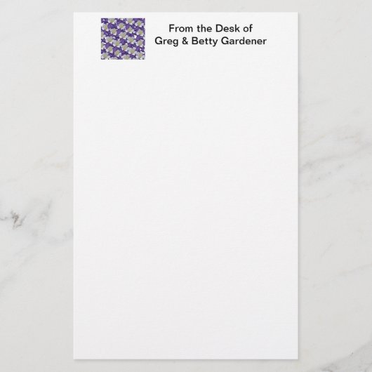 オダマキ（植物）花柄 便箋 (正面)