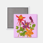 オダマキ（植物）花 マグネット (正面/裏面)