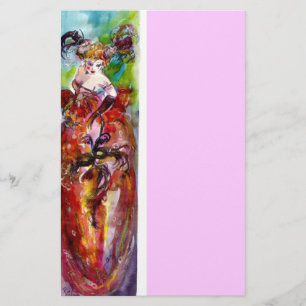 オダマキ(植物)、赤い青緑のピンク 便箋