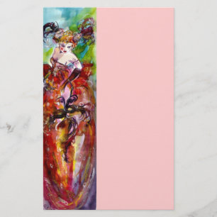 オダマキ(植物)、赤青緑ピンク 便箋