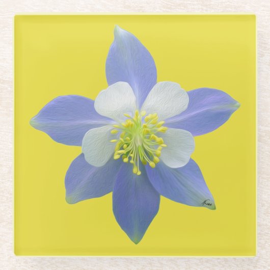 オダマキ（植物）2 ガラスコースター (正面)