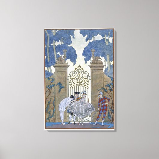 オダマキ（植物）、Paによる「フェテス・ガランテス」のイラストレーション キャンバスプリント (正面)