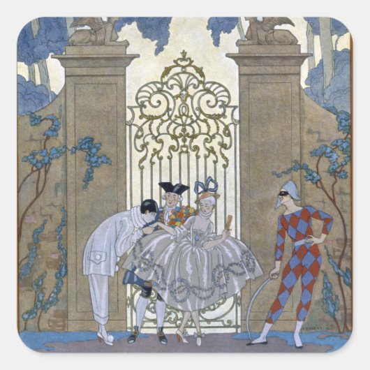 オダマキ(植物)、Paによる「フェテス・ガランテス」のイラストレーション スクエアシール (正面)