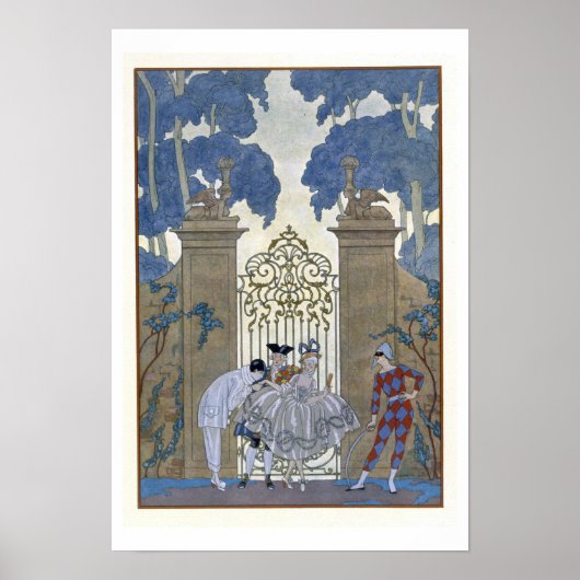 オダマキ（植物）、Paによる「フェテス・ガランテス」のイラストレーション ポスター (正面)