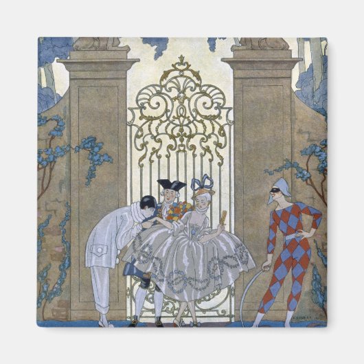 オダマキ（植物）、Paによる「フェテス・ガランテス」のイラストレーション マグネット (正面)