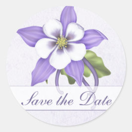 オダマキ（植物）Save the Date Envelopeステッカー – カスタム ラウンドシール