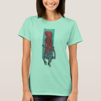 オチョマノスホワイト/ピンクレディースリンガー Tシャツ