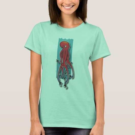 オチョマノスホワイト/ピンクレディースリンガー Tシャツ (正面)