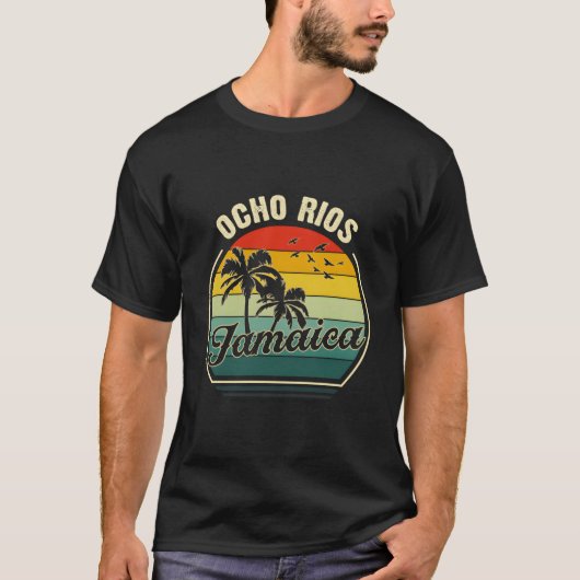 オチョリオスビーチ ジャマイカ 夏の休暇 ヤシの木 Tシャツ (正面)
