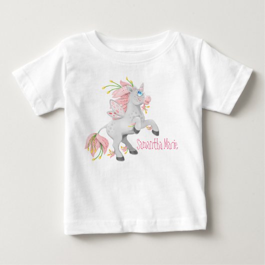 オチリブドウの花の妖精ユニコーン ベビーTシャツ (正面)