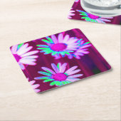 オックスアイデイジーメドーポップ・アートのドアートスタイル スクエアペーパーコースター (アングル)