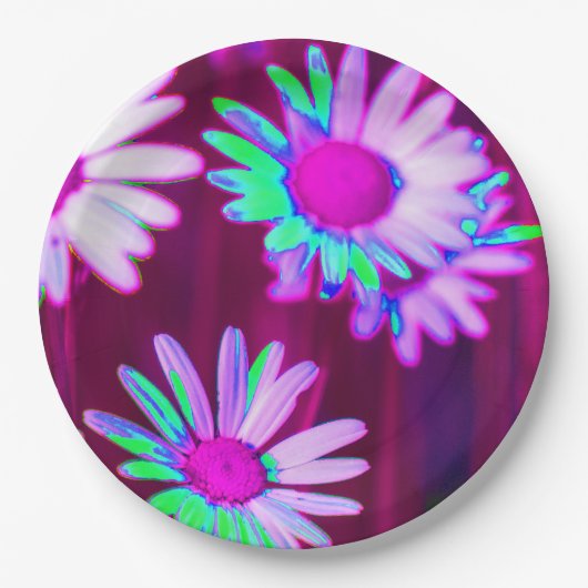 オックスアイデイジーメドーポップ・アートのドアートスタイル ペーパープレート (正面)