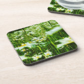 オックスアイデイジー抽象芸術印象主義 コースター (左側)