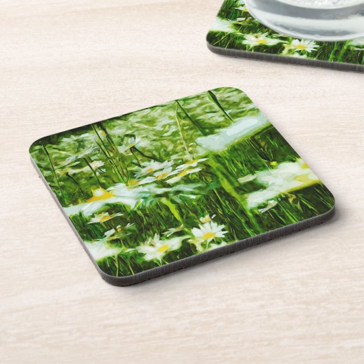 オックスアイデイジー抽象芸術印象主義 コースター (左側)