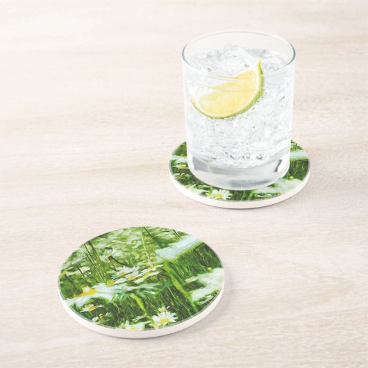 オックスアイデイジー抽象芸術印象主義 コースター (側面)