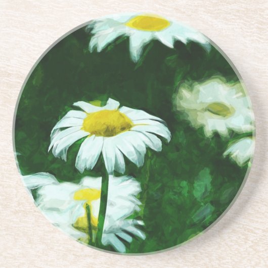 オックスアイホワイトデイジー抽象芸術印象主義 コースター (正面)