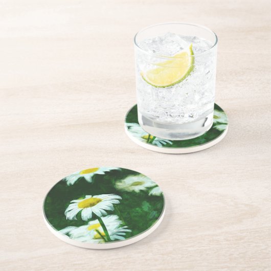 オックスアイホワイトデイジー抽象芸術印象主義 コースター (側面)