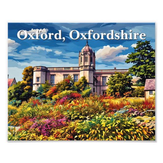 オックスフォードのキリスト教会絵を描メモリアルガーデン フォトプリント            (正面)