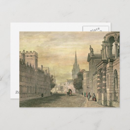 オックスフォードのハイ通り、G.ホリスが彫った ポストカード (正面/裏面)