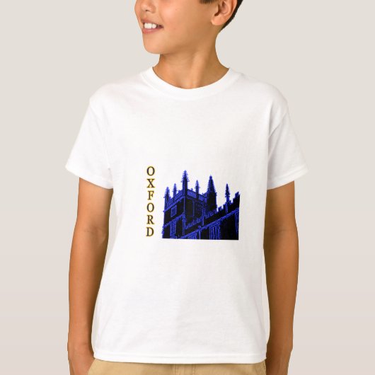 オックスフォードイギリス青い1986年の造るらせん状 Tシャツ (正面)