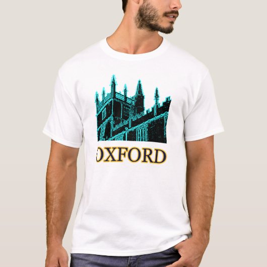 オックスフォードイギリス青緑色1986年の造るらせん状 Tシャツ (正面)