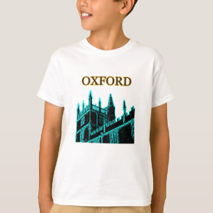 オックスフォードイギリス青緑色1986年の造るらせん状 Tシャツ