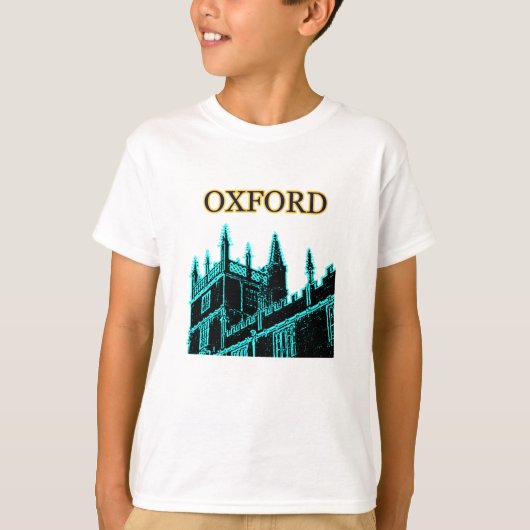 オックスフォードイギリス青緑色1986年の造るらせん状 Tシャツ (正面)