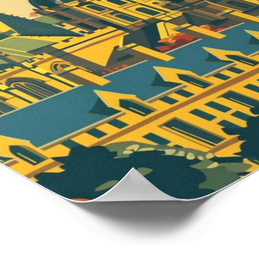 オックスフォードイングランドヴィンテージ有名な旅行の場所 ポスター (角)