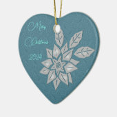 オックスフォードティール(緑がかった色)アンドシルバーポインセチア セラミックオーナメント (左)