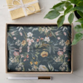 オックスフォードブルーの水彩絵の具の芍薬と野の花 薄葉紙 (ギフト)