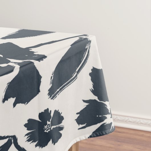 オックスフォードブルーフラワーズインクリームキャンバス テーブルクロス (インサイチュ)