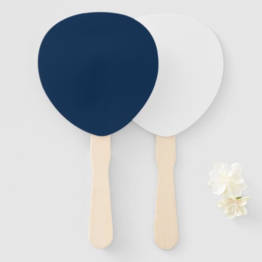 オックスフォードブルー&ホワイトカスタムティアドロップファン ハンドファン (正面&裏面)