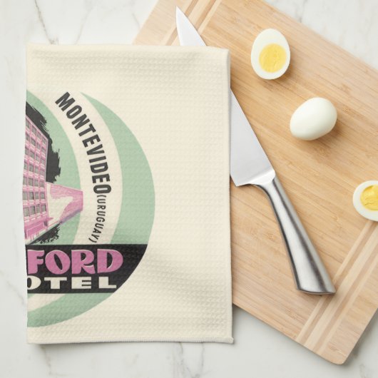 オックスフォードホテル,モンテビデオ,ウルグアイ,ヴィンテージトラベル キッチンタオル (四つ折り)