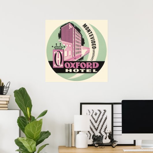 オックスフォードホテル,モンテビデオ,ウルグアイ,ヴィンテージトラベル ポスター (ホームオフィス)