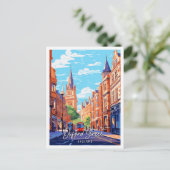 オックスフォード通りイングランドヴィンテージ旅行イラストレーション ポストカード (スタンド正面)