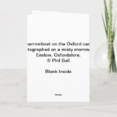 オックスフォード運河の挨拶状のnarrowboat カード (裏面)