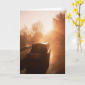 オックスフォード運河の挨拶状のnarrowboat カード (黄色い花)