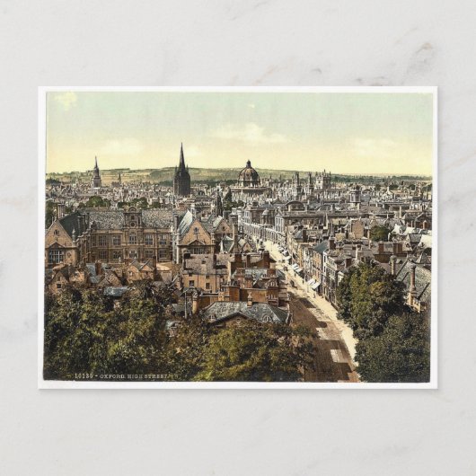 オックスフォード、イギリス - ジェネラルビューとハイストリート ポストカード (正面)