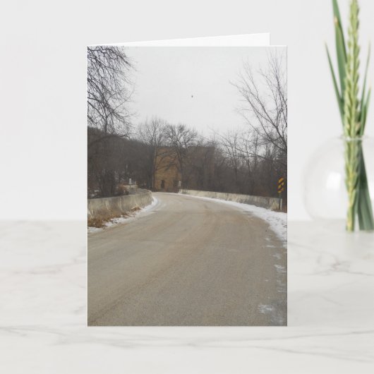 「オックスフォード・ミル遺跡への道」クリスマスカード カード (正面)