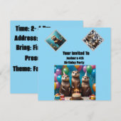 オッタトリプレットバースデーパーティー、誕生日招待状 招待状 (正面/裏面)