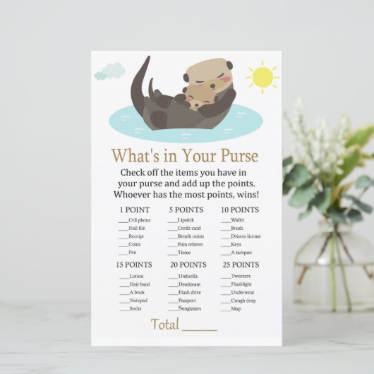 オッターあなたの財布ゲームの赤ちゃんシャワーの中に何がある (スタンド正面)
