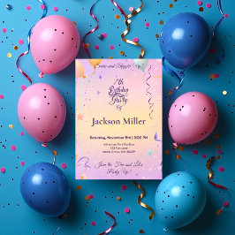 オッターお洒落付きバルーン誕生日よくはしゃぐ 招待状