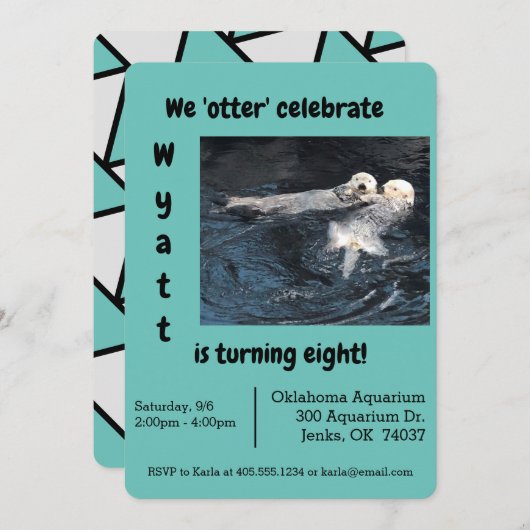オッターお祝いパーティの招待状 招待状 (正面/裏面)